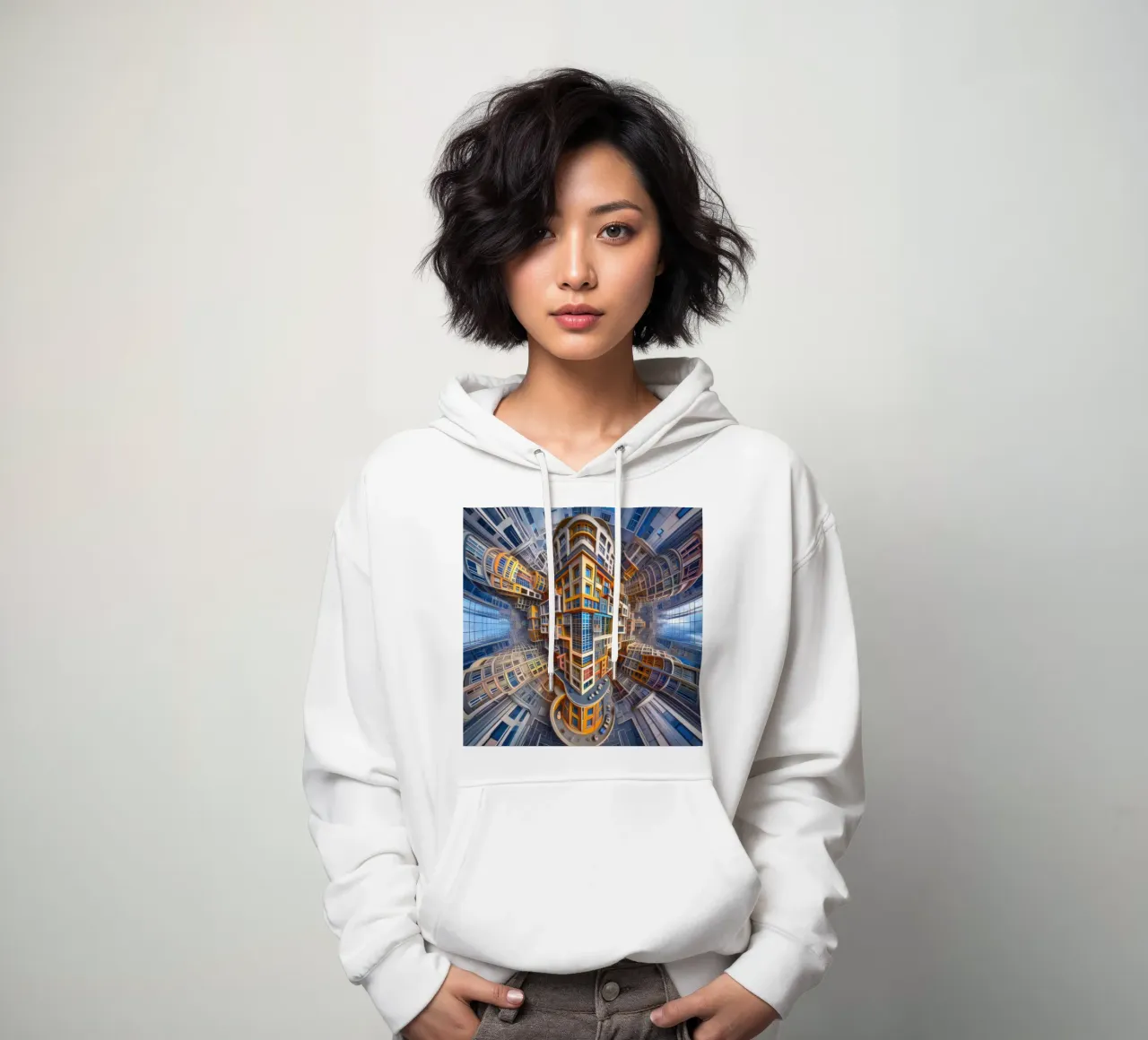 Sphere 053 - Futuristic Building Design With Vibrant Colors felpa con cappuccio da Spheres