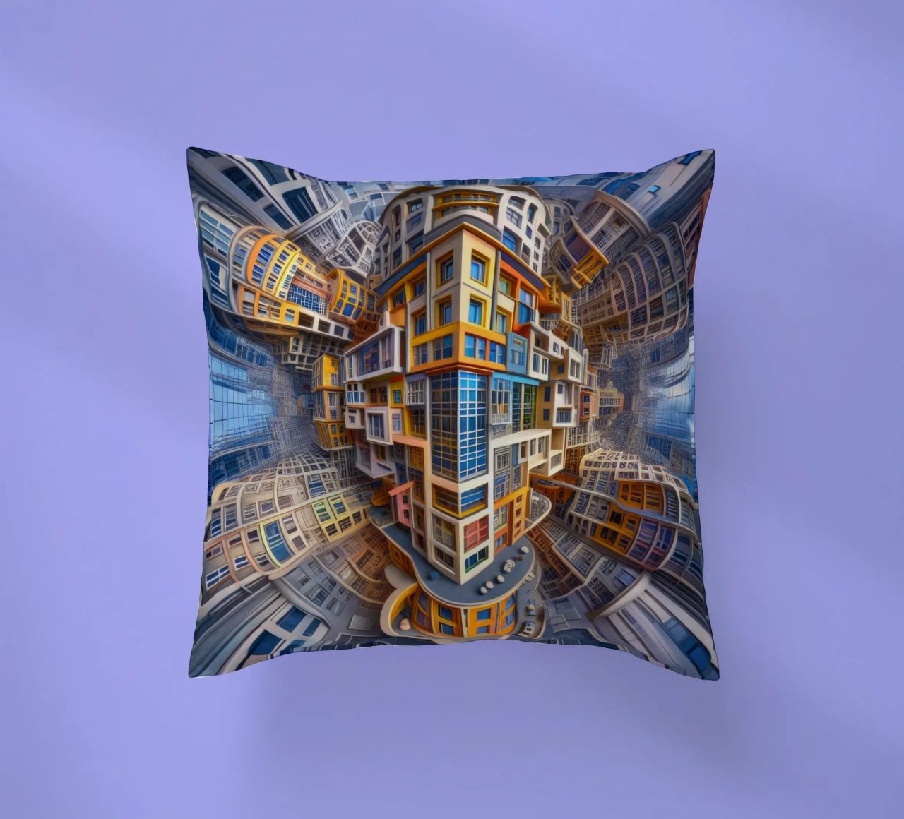 Sphere 053 - Futuristic Building Design With Vibrant Colors cuscino da Spheres
