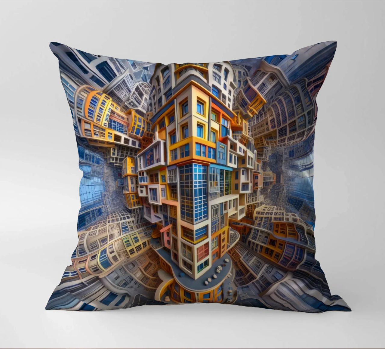 Sphere 053 - Futuristic Building Design With Vibrant Colors cuscino da Spheres