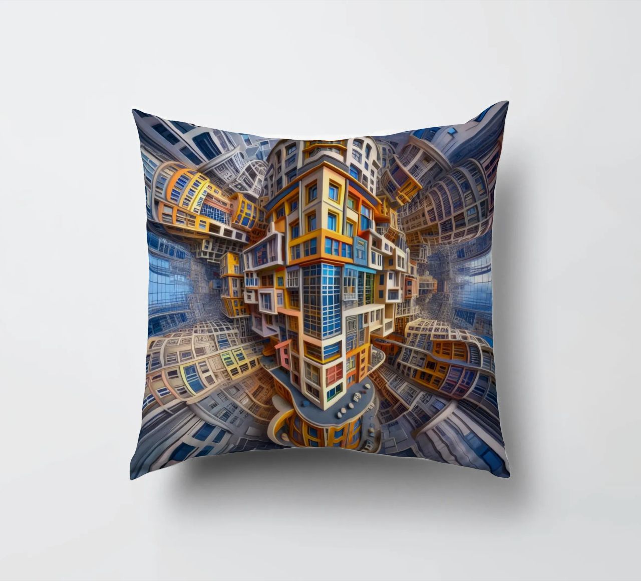 Sphere 053 - Futuristic Building Design With Vibrant Colors cuscino da Spheres