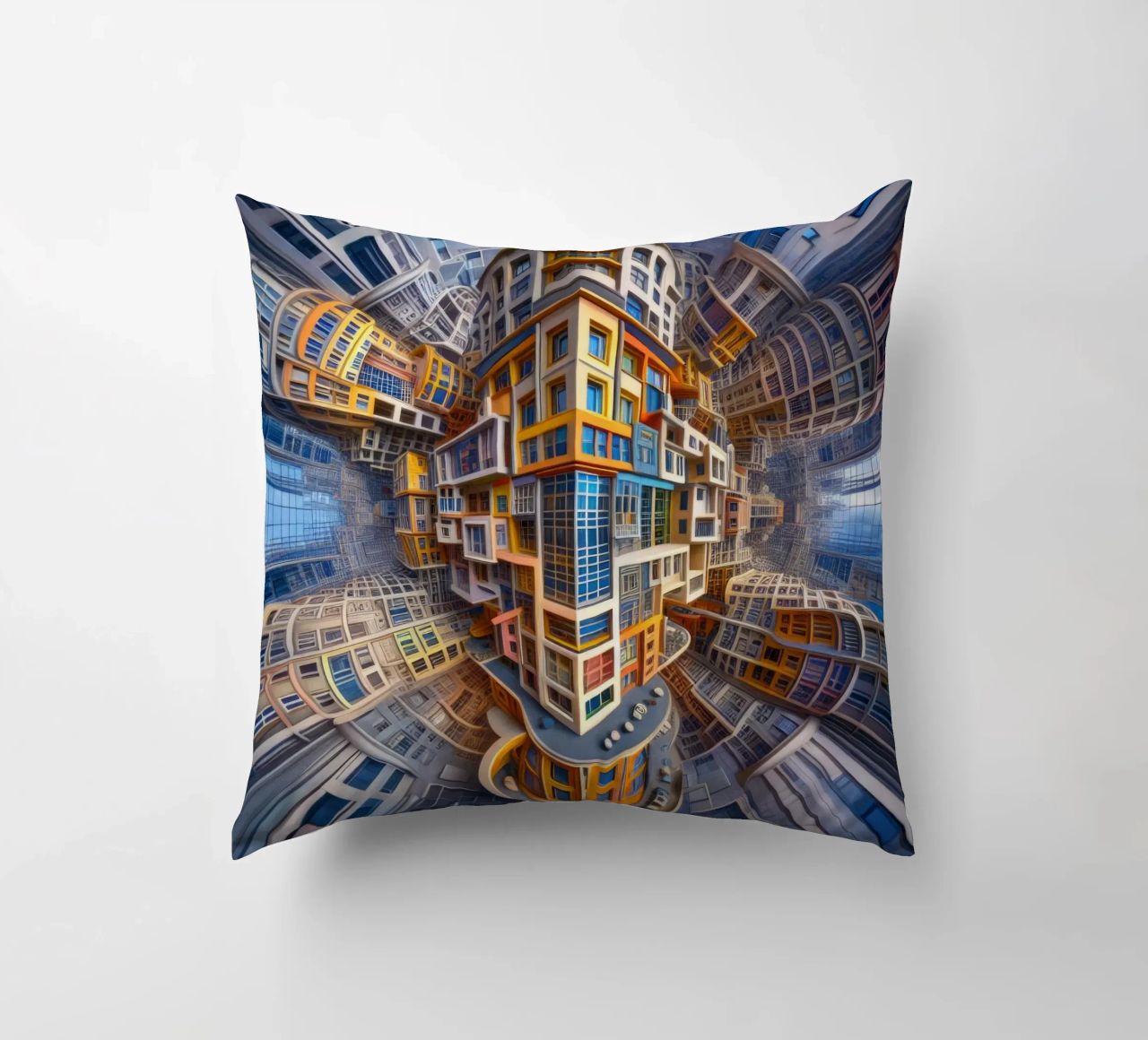 Sphere 053 - Futuristic Building Design With Vibrant Colors cuscino da Spheres