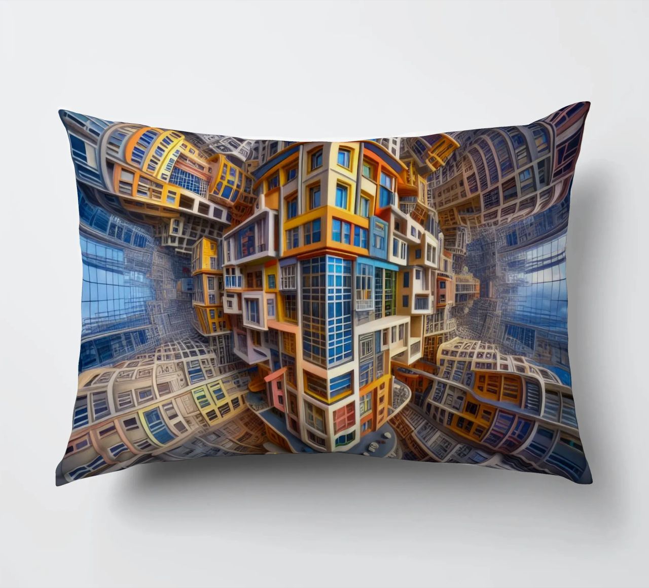 Sphere 053 - Futuristic Building Design With Vibrant Colors cuscino da Spheres