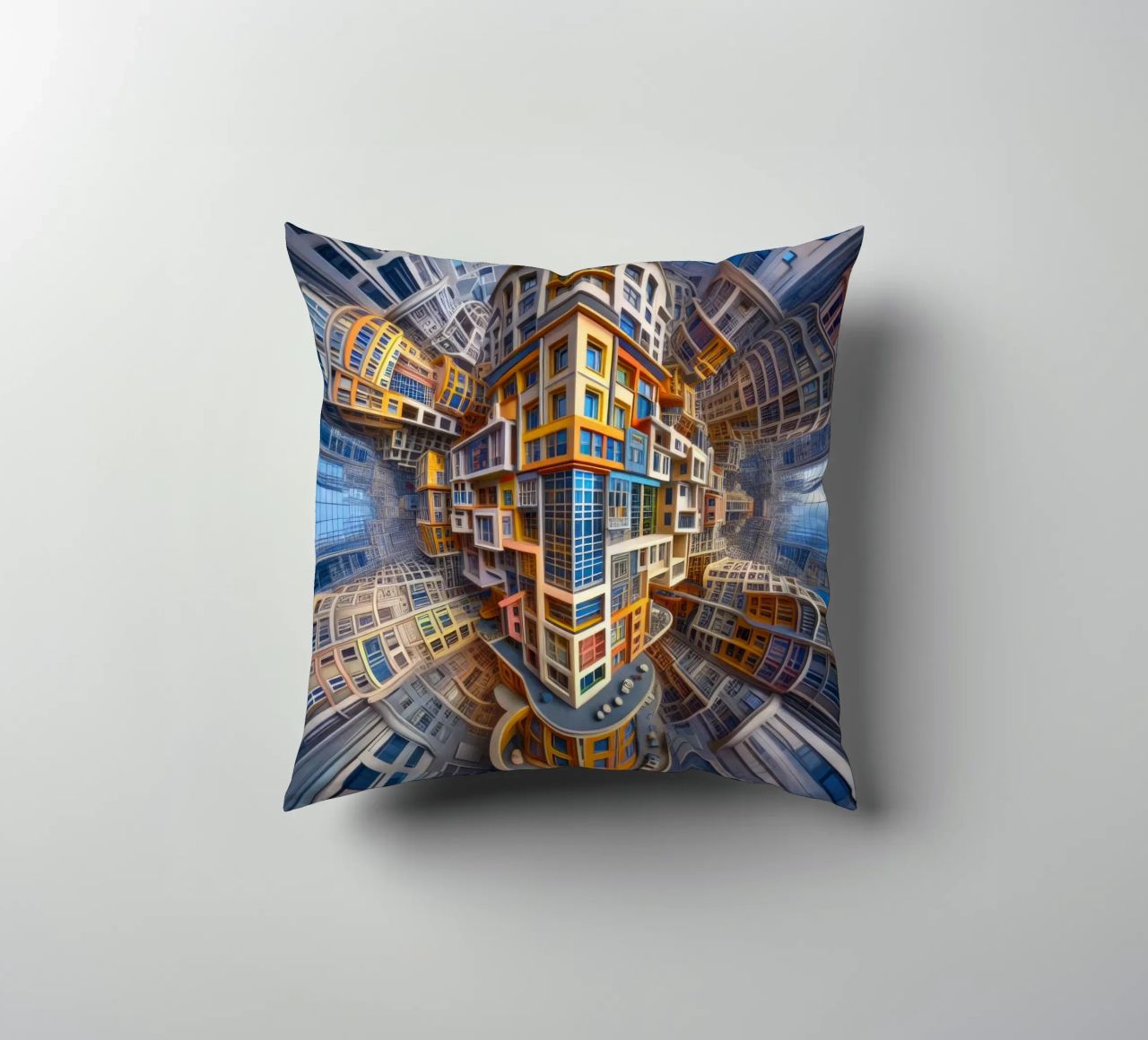 Sphere 053 - Futuristic Building Design With Vibrant Colors cuscino da Spheres