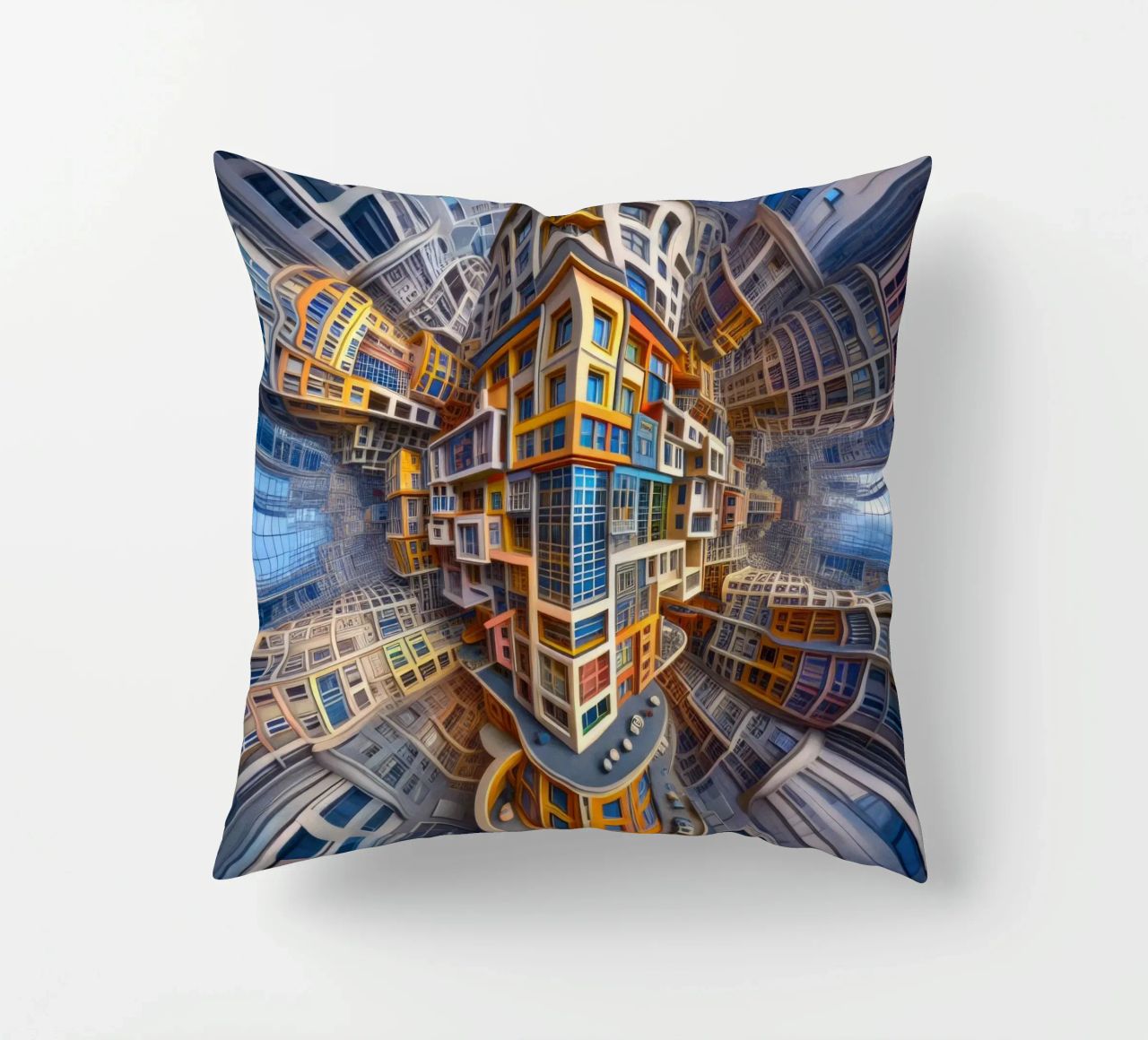 Sphere 053 - Futuristic Building Design With Vibrant Colors cuscino da Spheres