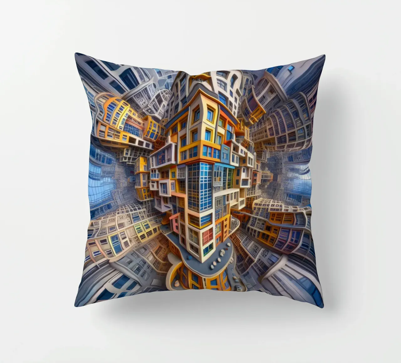 Sphere 053 - Futuristic Building Design With Vibrant Colors decorative cushion by Spheres