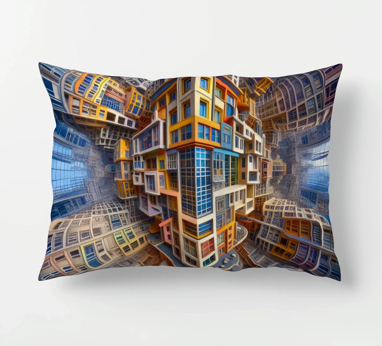 Sphere 053 - Futuristic Building Design With Vibrant Colors cuscino da Spheres