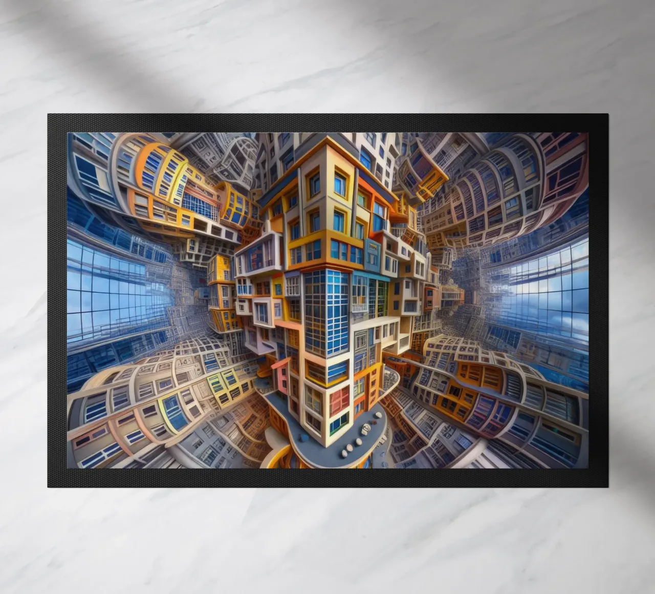 Sphere 053 - Futuristic Building Design With Vibrant Colors deurmat van Spheres
