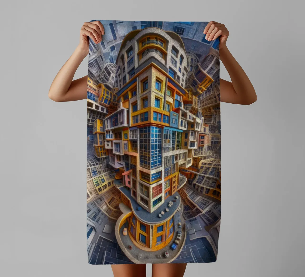 Sphere 053 - Futuristic Building Design With Vibrant Colors towel by Spheres