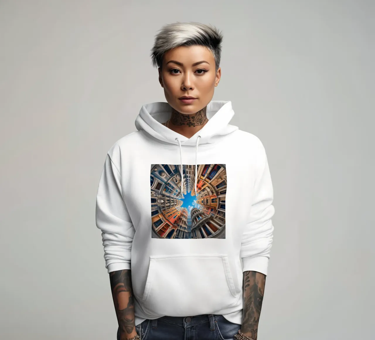 Sphere 054 - Circular Urban Skyline sudadera con capucha de Spheres