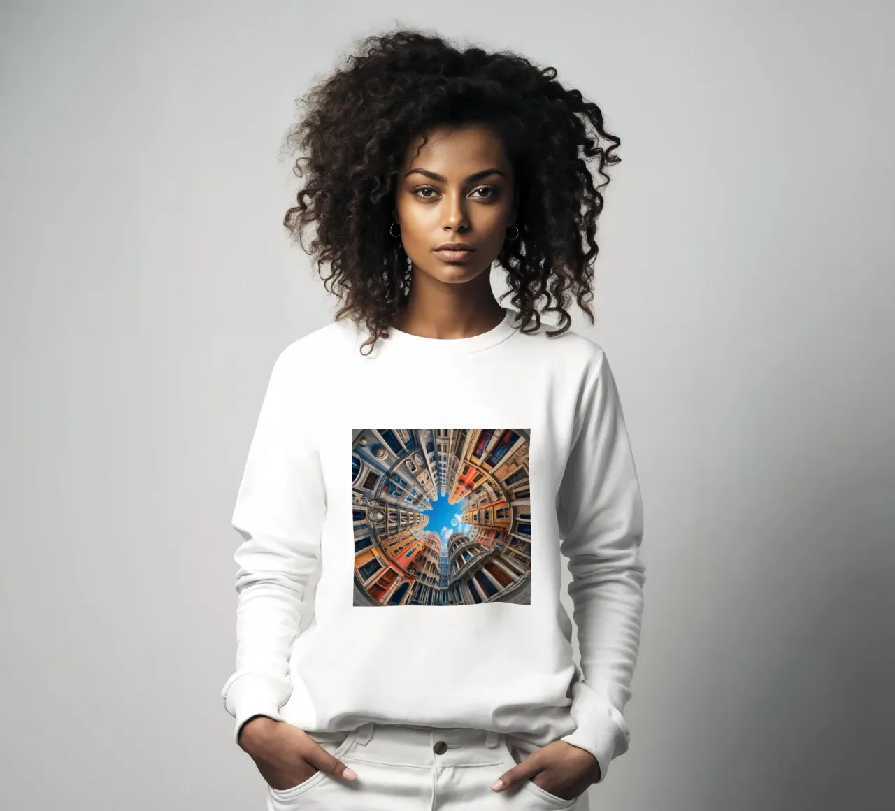 Sphere 054 - Circular Urban Skyline Sweatshirt von Spheres