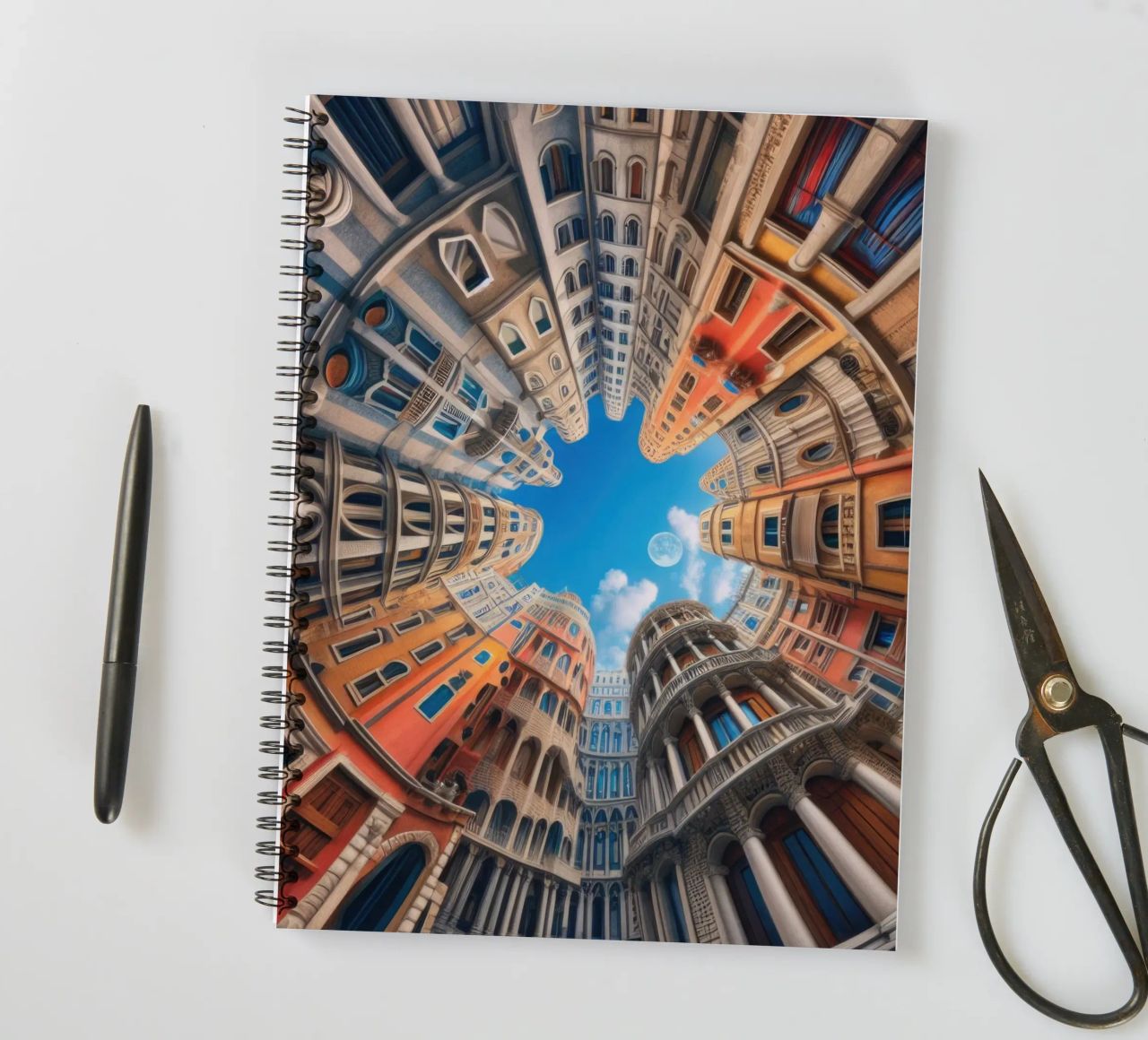 Sphere 054 - Circular Urban Skyline spiral notebook by Spheres