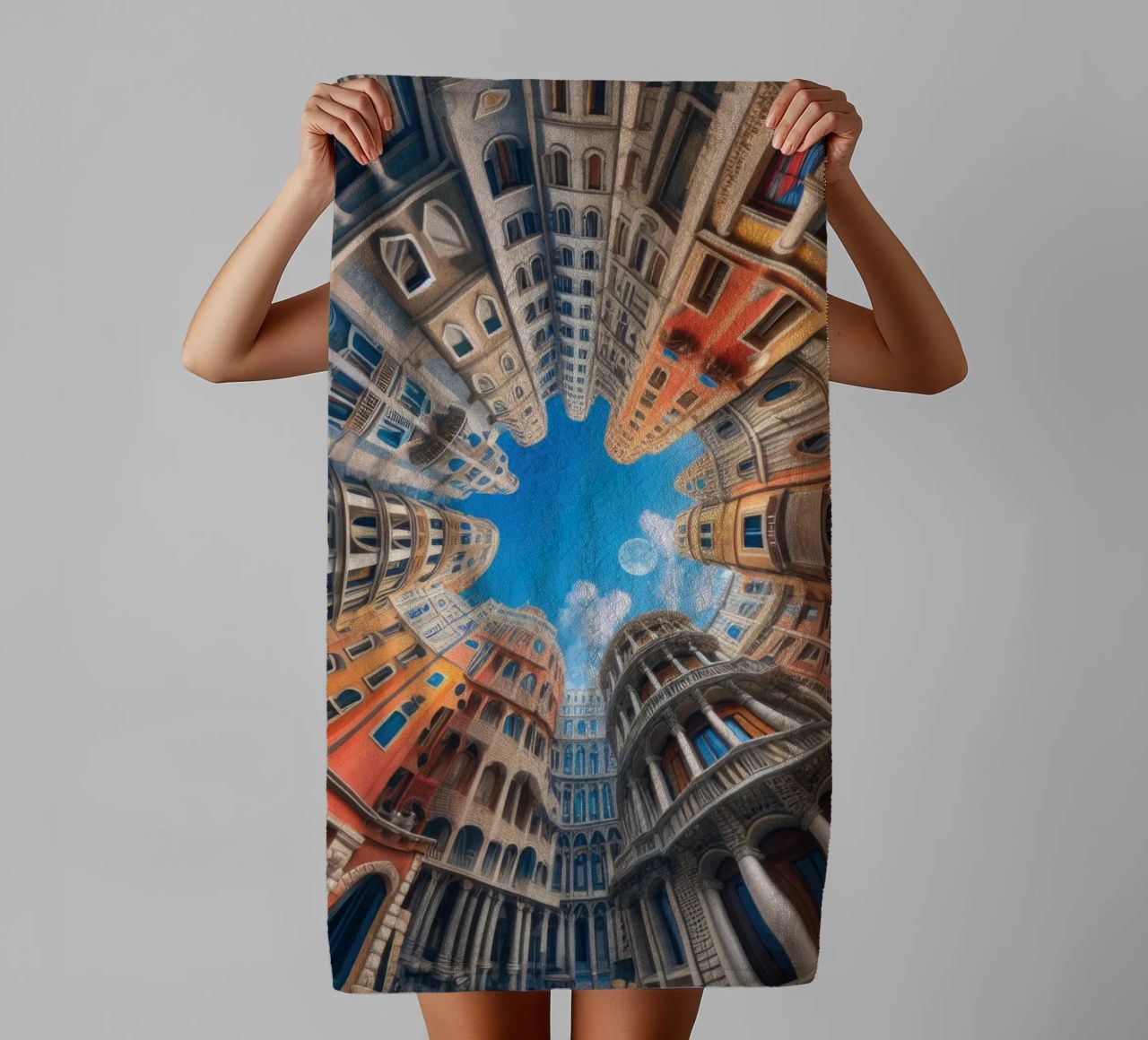 Sphere 054 - Circular Urban Skyline towel by Spheres