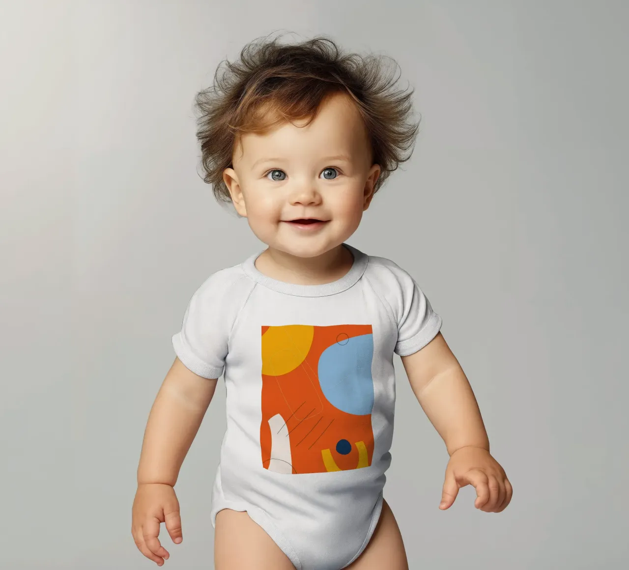 Abstracte kleurenexplosie - Modern ontwerp babyrompertje korte mouwen van Whole©