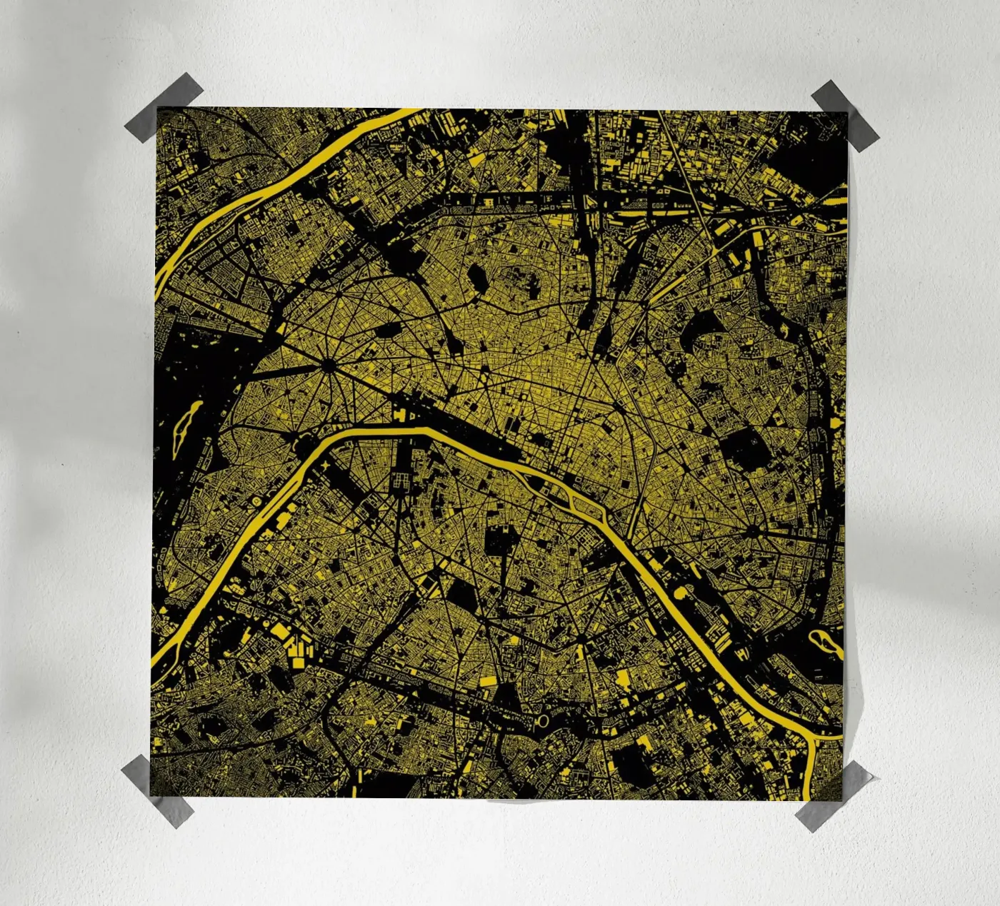 Paris Yellow poster da Urban Maps