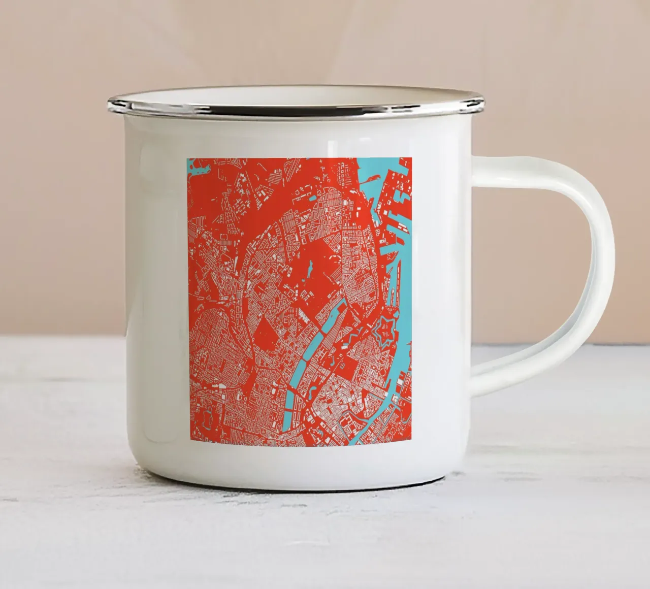 Copenhagen Red tazza in smalto da Urban Maps
