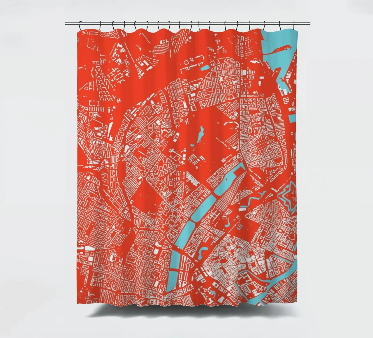 Copenhagen Red rideau de douche de Urban Maps