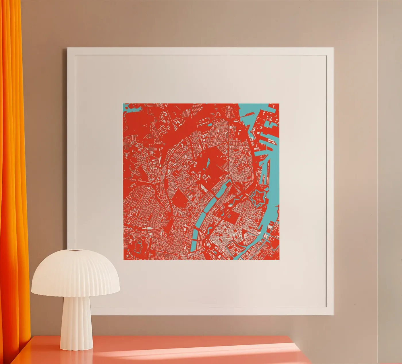 Copenhagen Red poster da Urban Maps