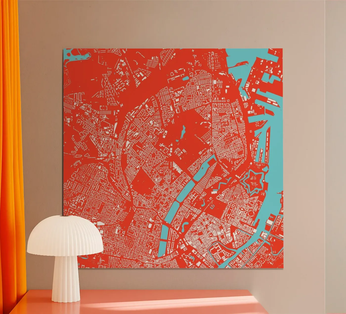 Copenhagen Red poster da Urban Maps