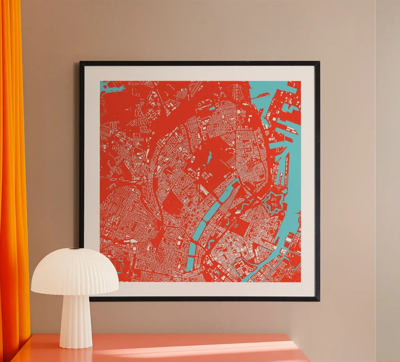 Copenhagen Red carta hahnemühle da Urban Maps