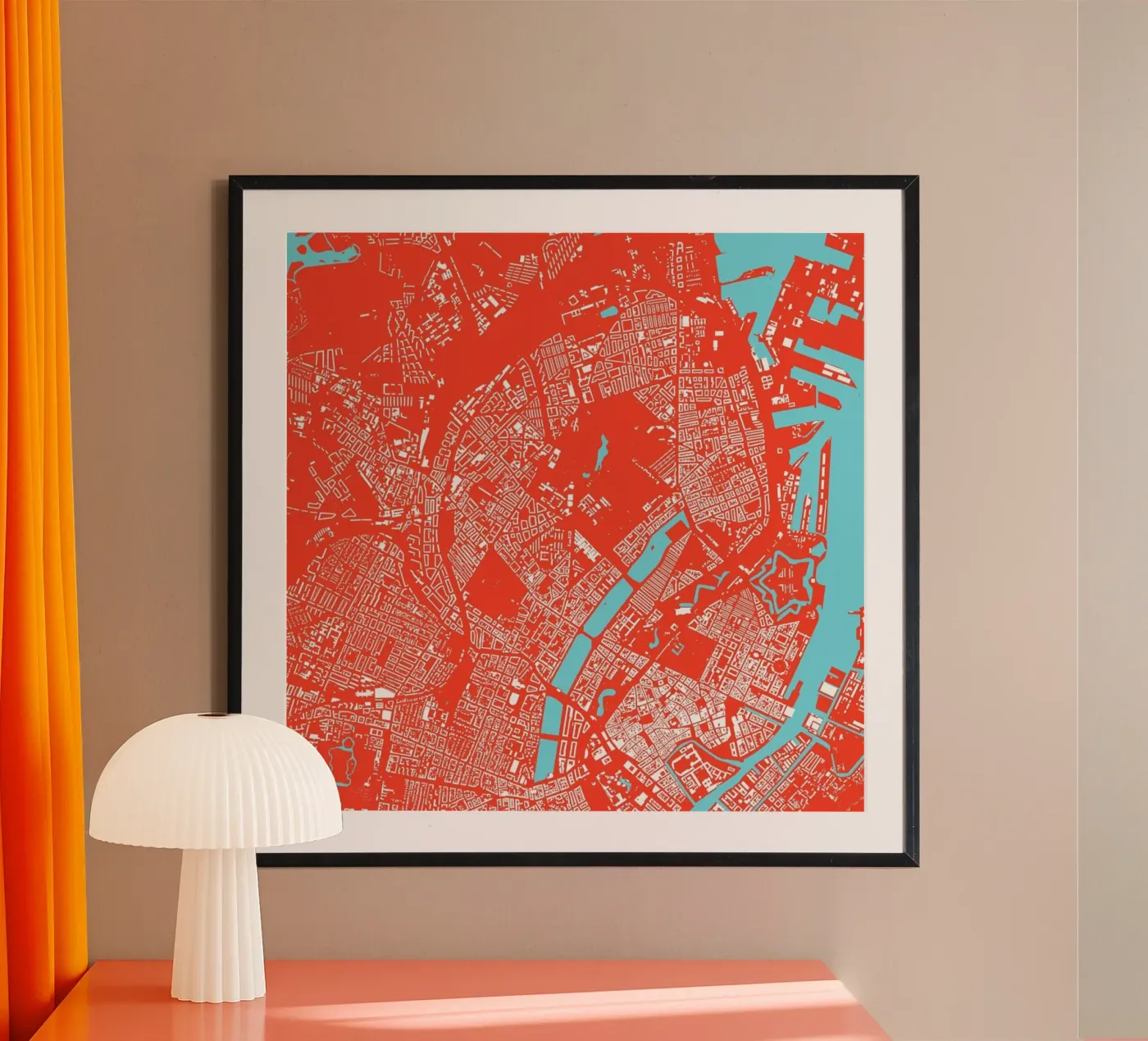 Copenhagen Red poster da Urban Maps