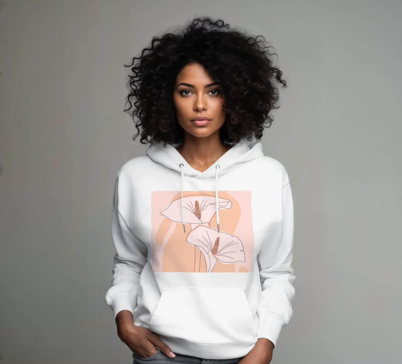 Delicate linee floreali felpa con cappuccio da Whole©