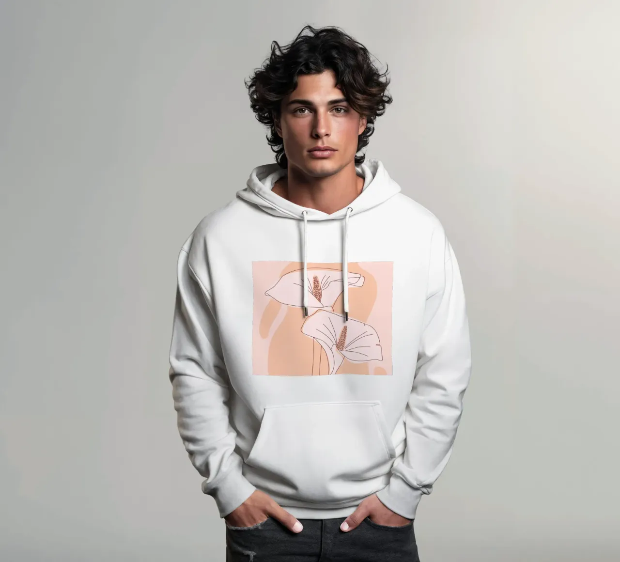 Delicate linee floreali felpa con cappuccio da Whole©