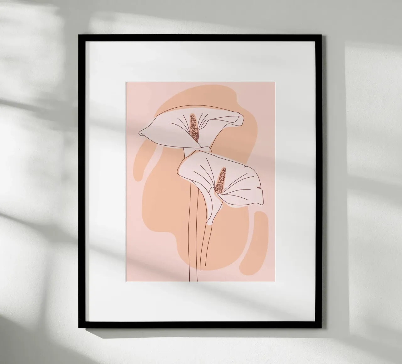 Delicate linee floreali poster con telaio in legno da Whole©