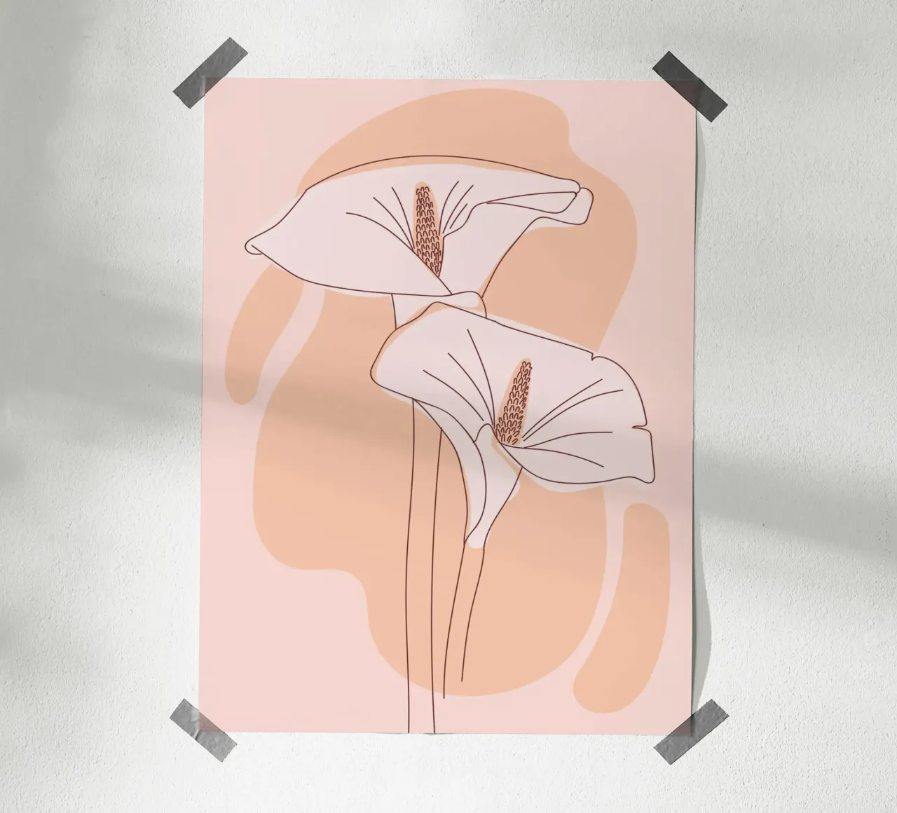 Delicate linee floreali poster con telaio in legno da Whole©