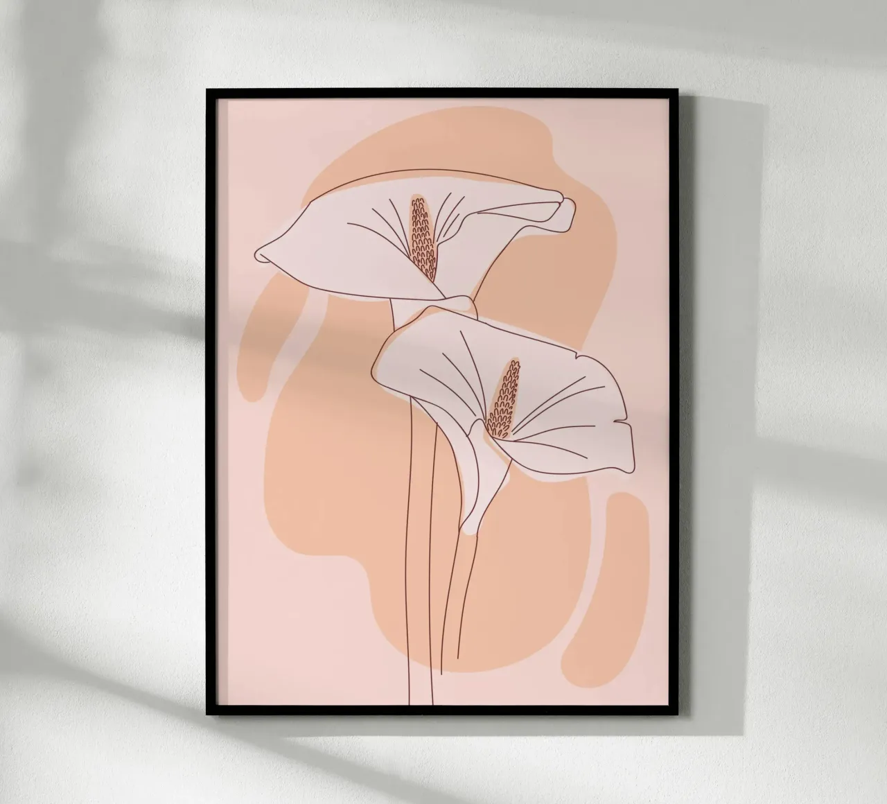 Delicate linee floreali poster con telaio in legno da Whole©