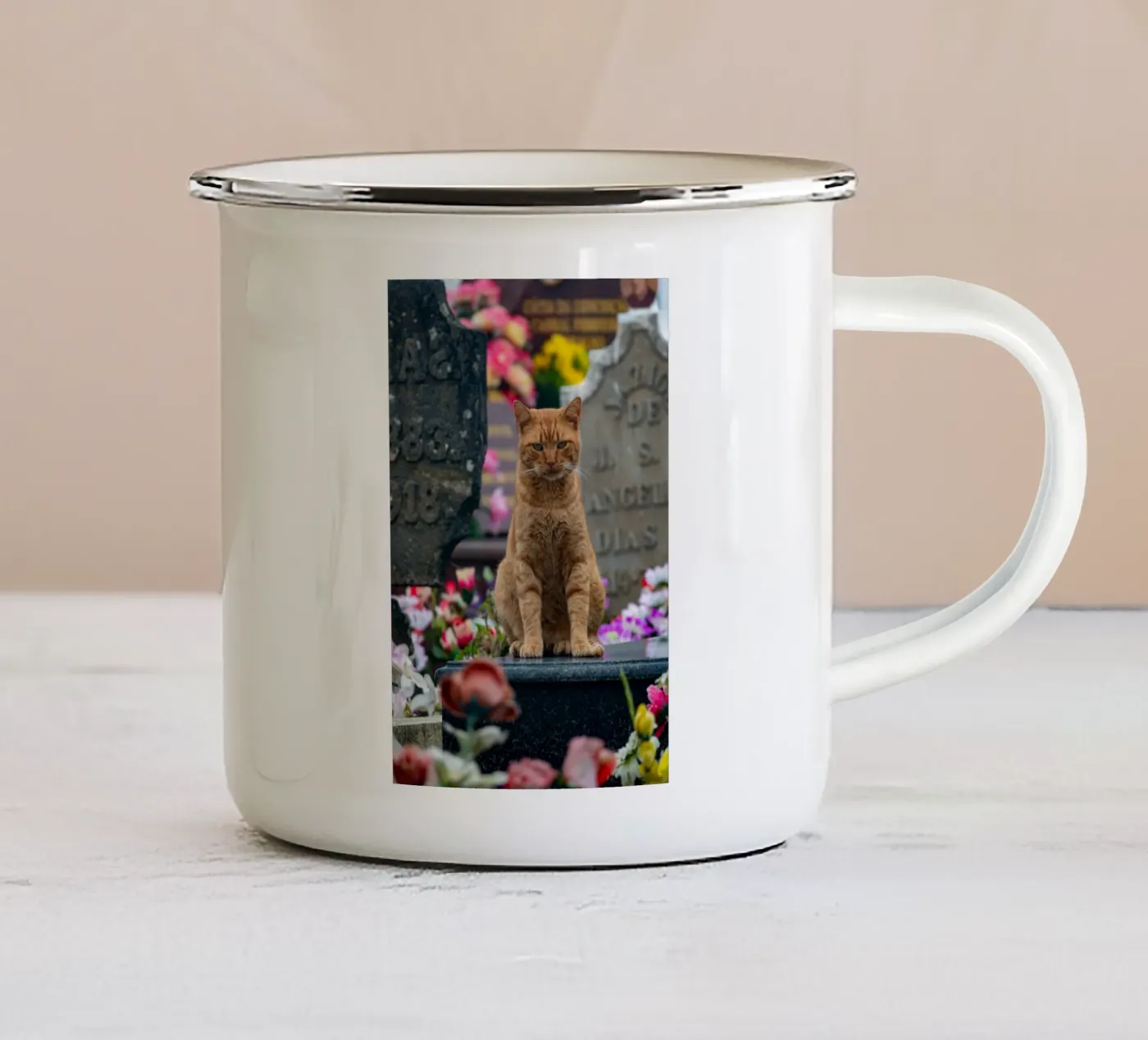 Grumpy cat enamel mug by anderm