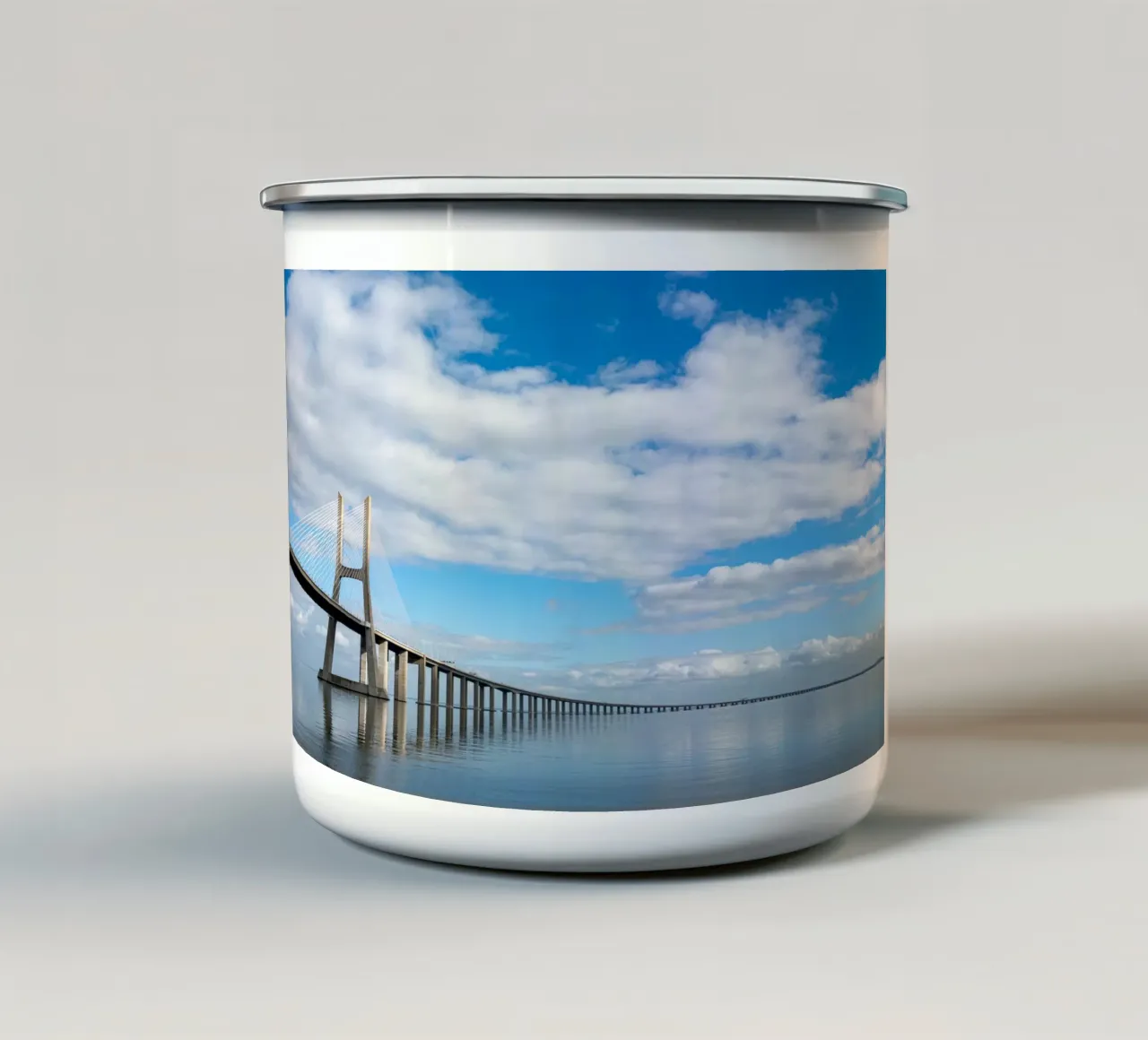 Vasco da Gama bridge tazza in smalto da anderm