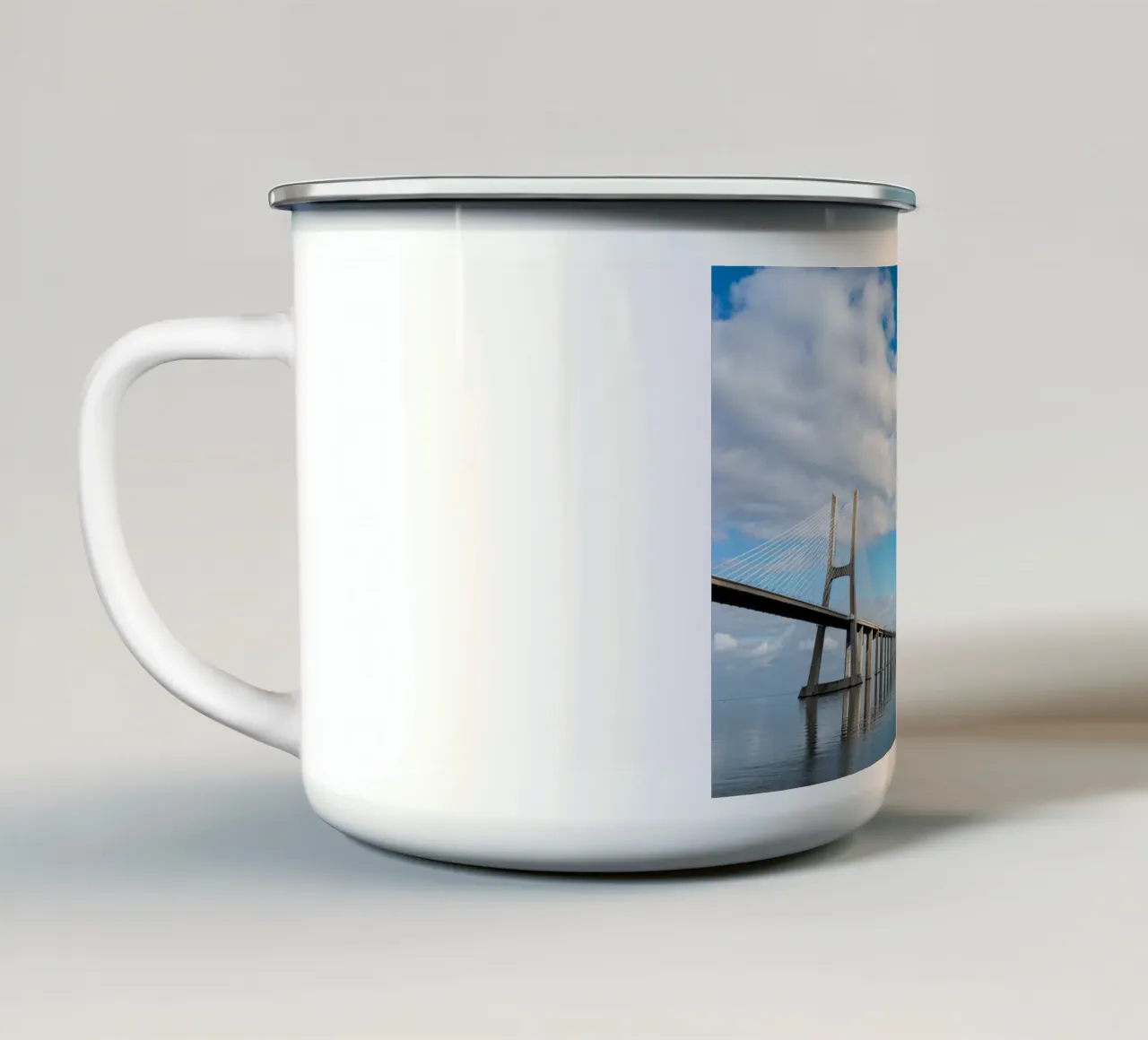 Vasco da Gama bridge tazza in smalto da anderm