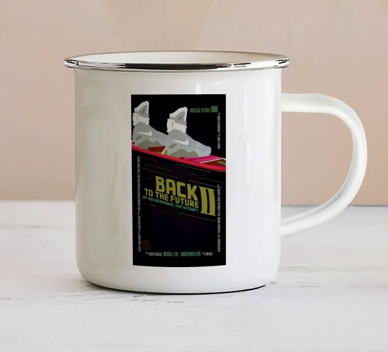 Back To The Future enamel mug by Aycan Elijah Yilmaz