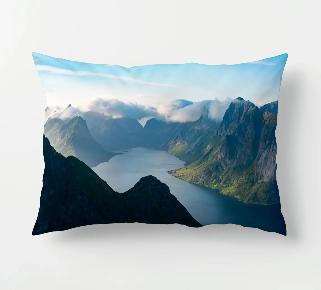 Reinebringen in Lofoten decorative cushion by anderm