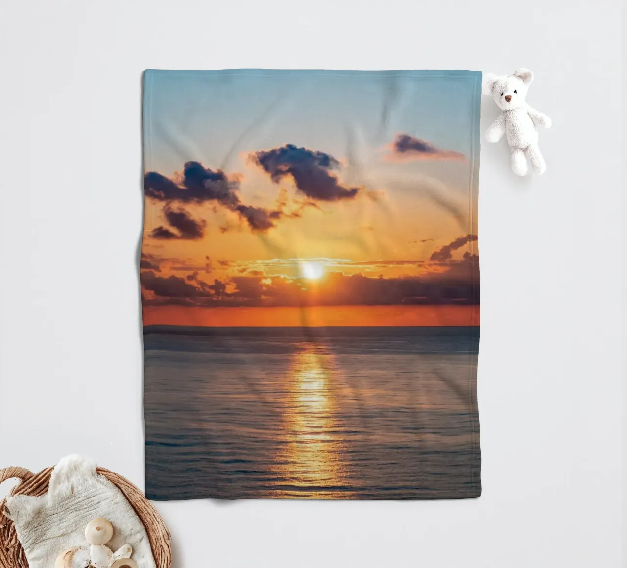 Sunset at the sea fleece blanket by anderm
