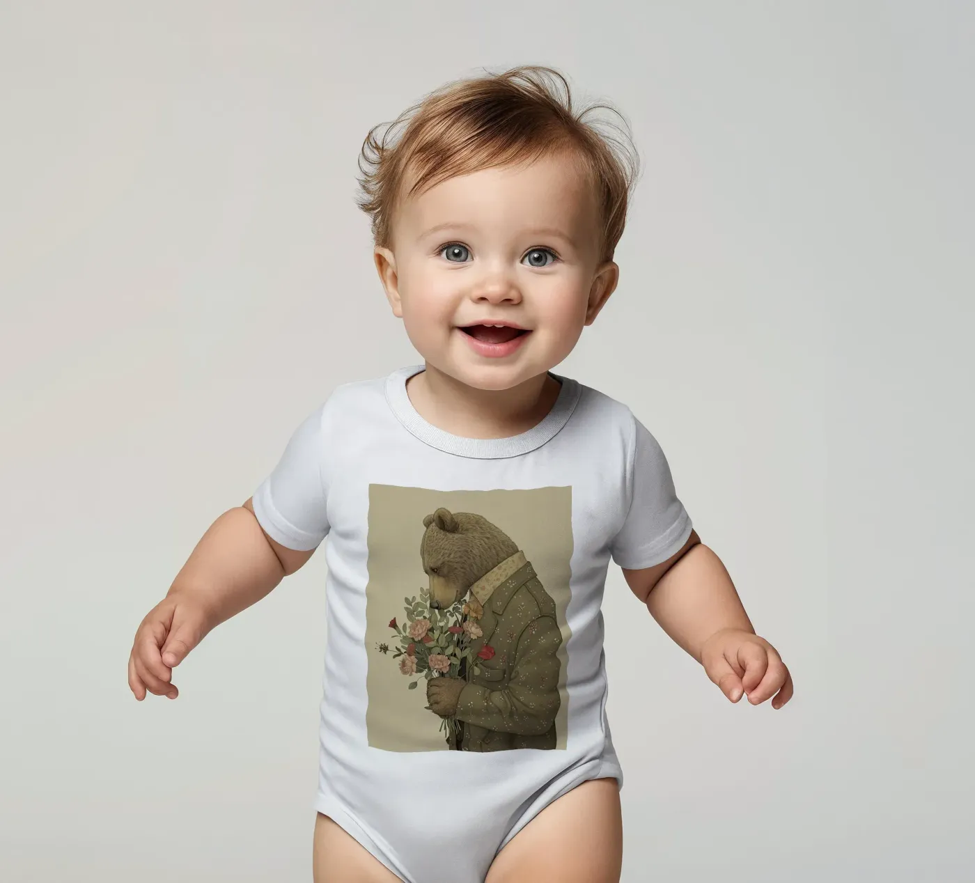 Gentle Bear body neonato maniche corte da Rustic Grace Studio 02