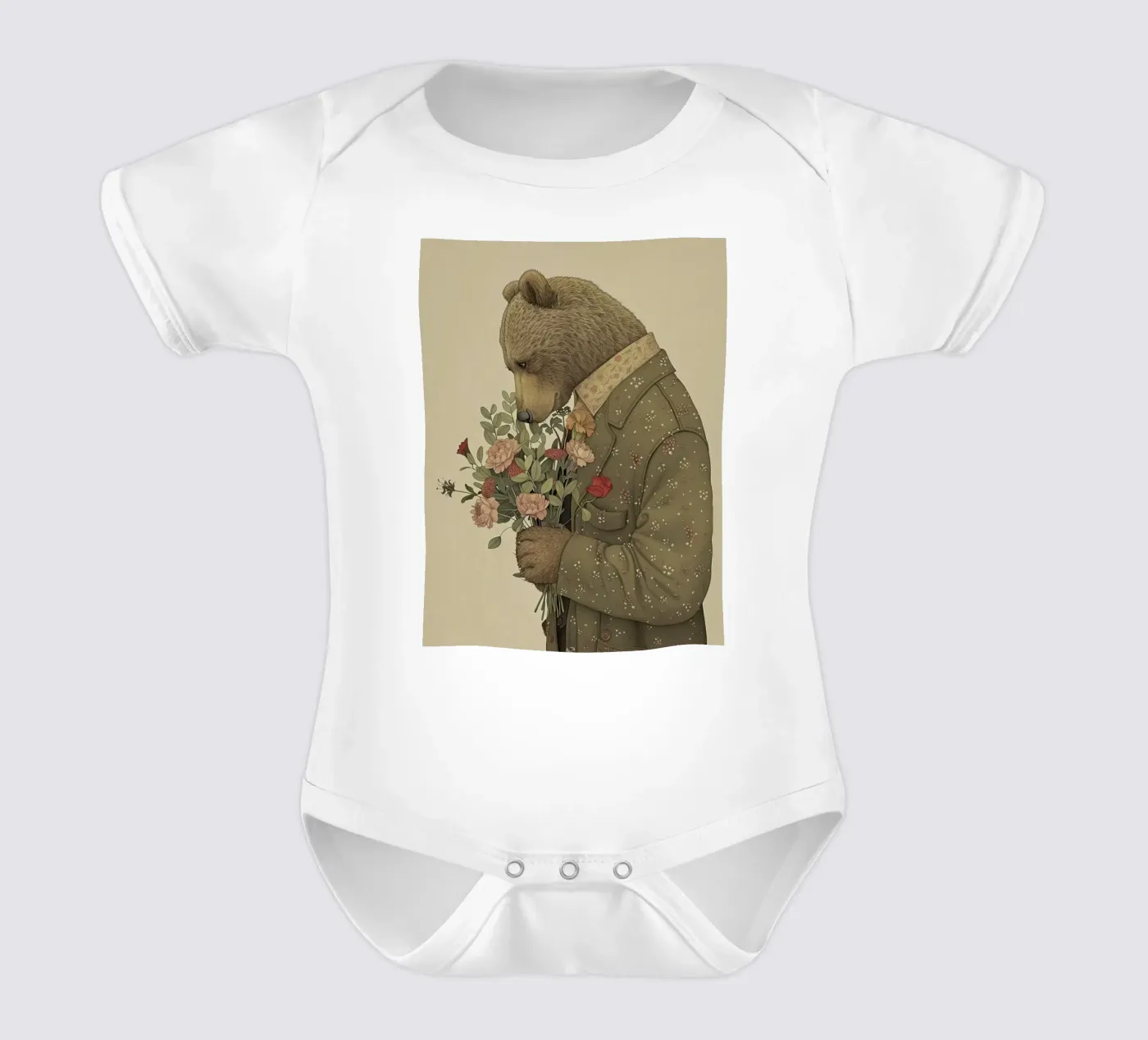 Gentle Bear body neonato maniche corte da Rustic Grace Studio 02