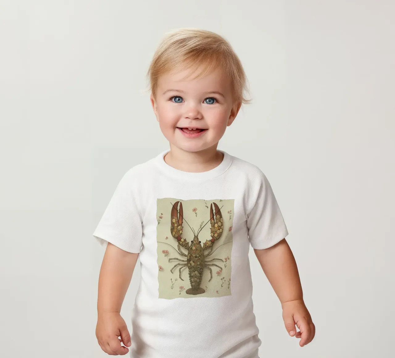 Floral Lobster baby t-shirt by Rustic Grace Studio 02