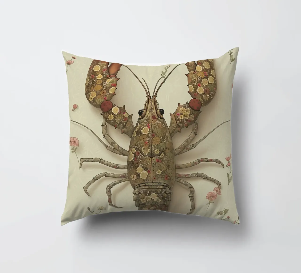 Floral Lobster decorative cushion by Rustic Grace Studio 02