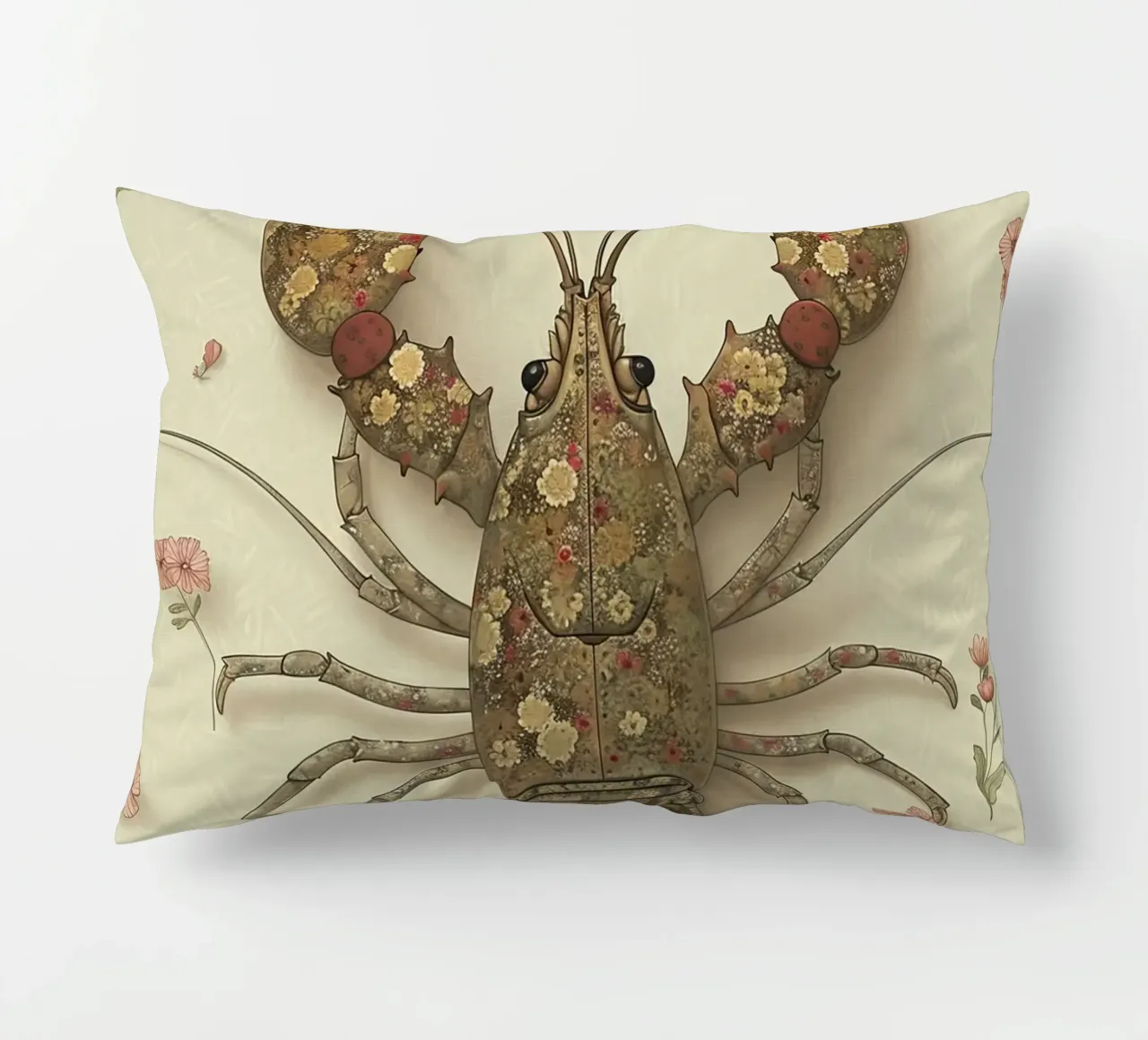 Floral Lobster decorative cushion by Rustic Grace Studio 02