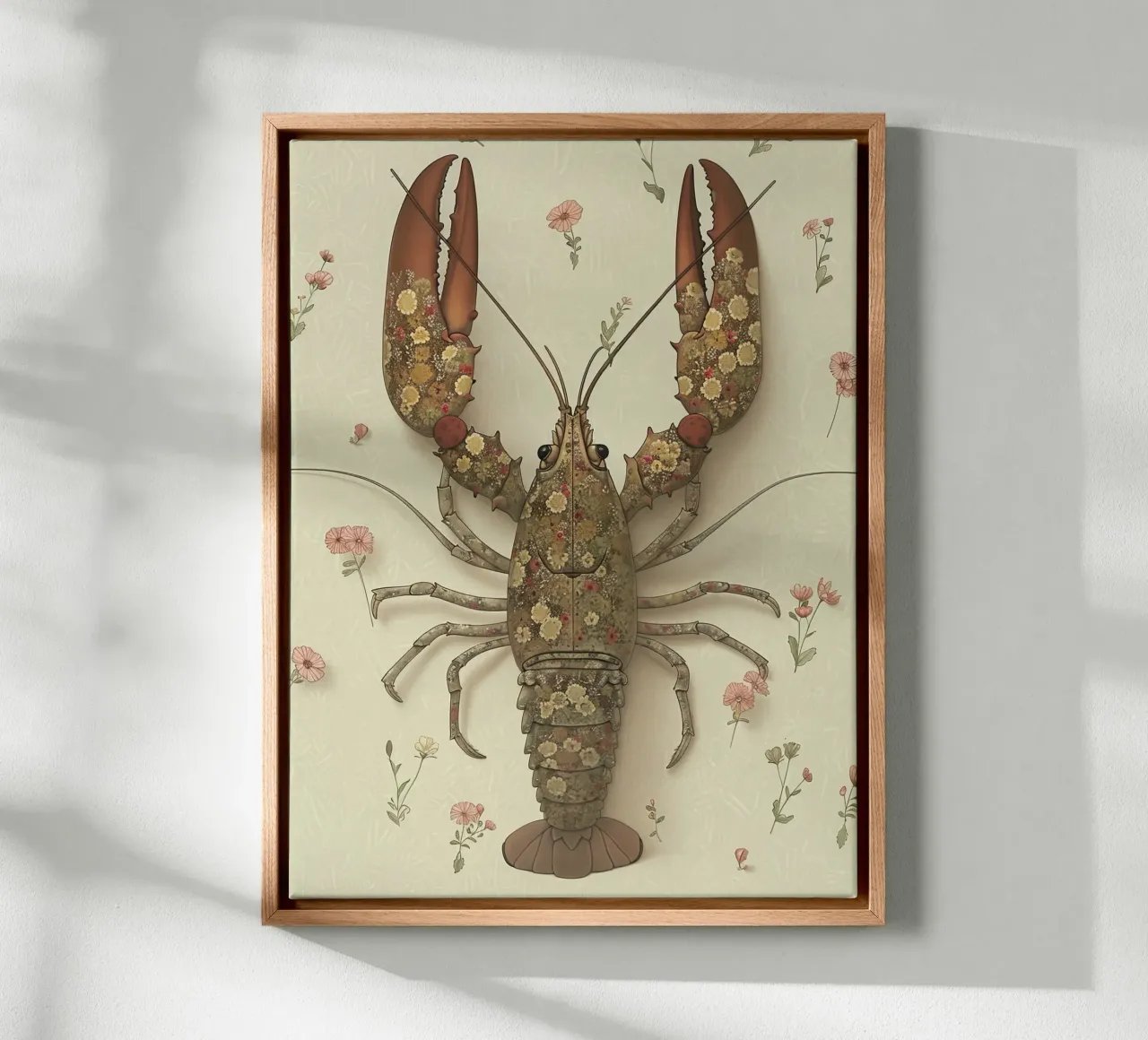 Aragosta floreale tela con Cornice a cassetta da Rustic Grace Studio 02