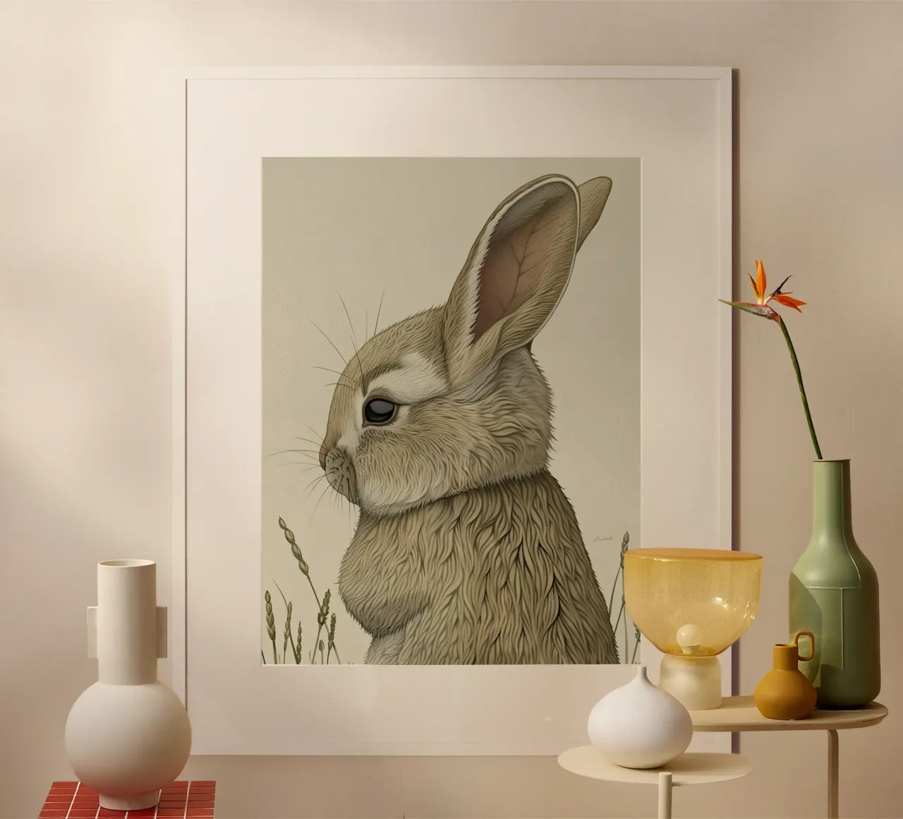 Coniglietto poster con telaio in plastica da Rustic Grace Studio 02