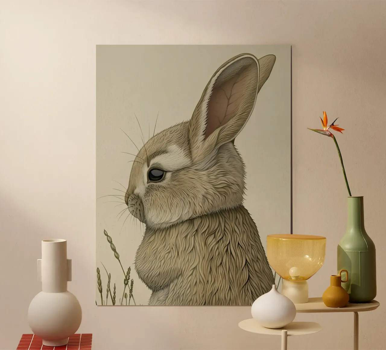 Coniglietto poster con telaio in plastica da Rustic Grace Studio 02