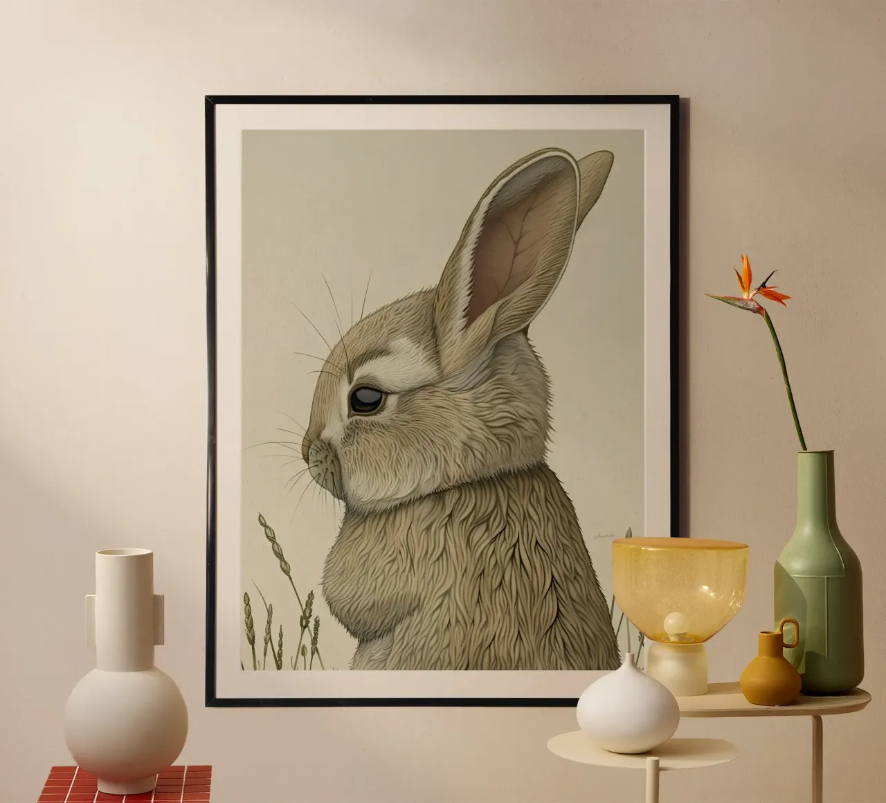 Coniglietto poster con telaio in plastica da Rustic Grace Studio 02