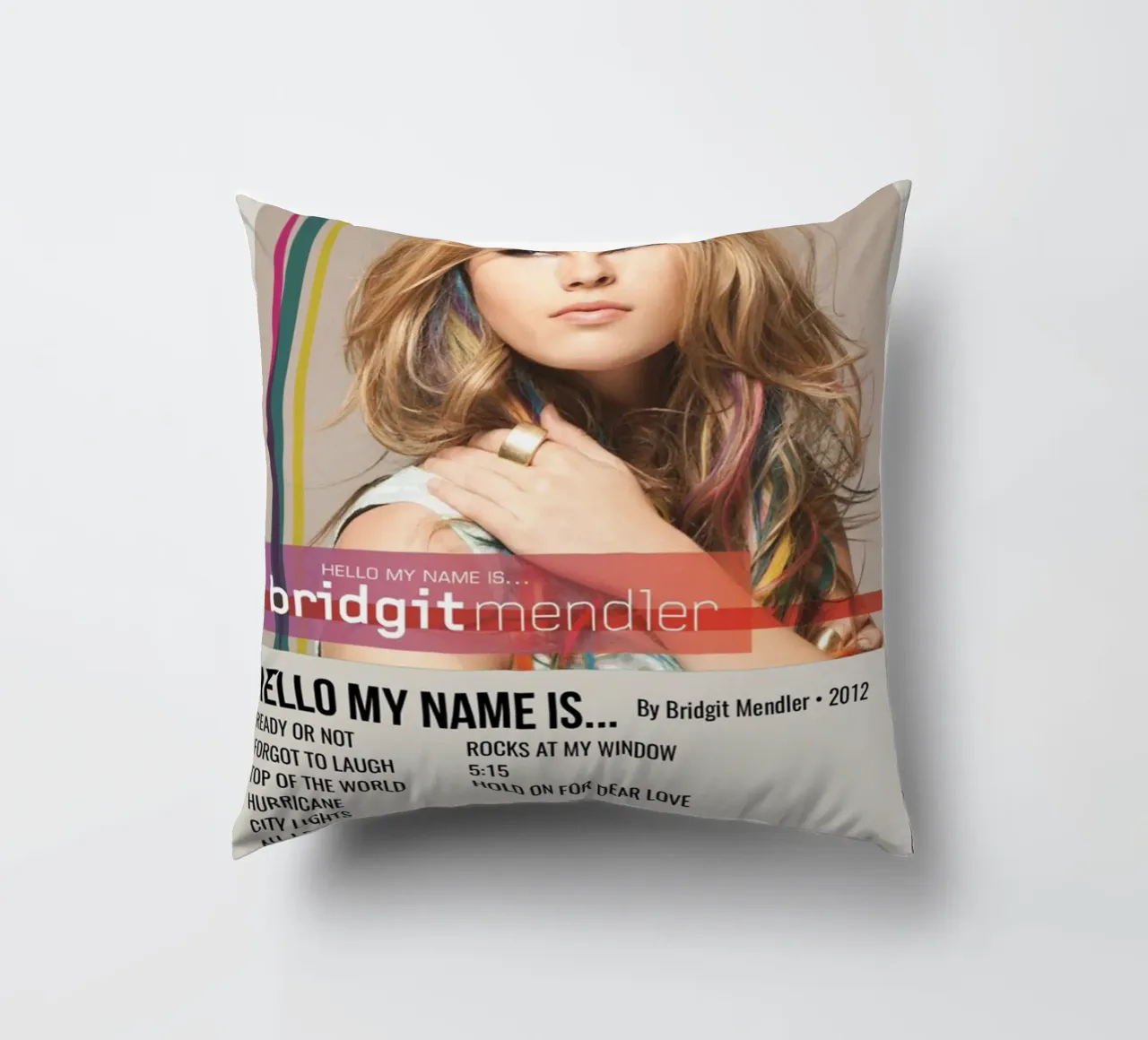 HELLO MY NAME IS... By Bridgit Mendler • 2012 decorative cushion by SoundStudio