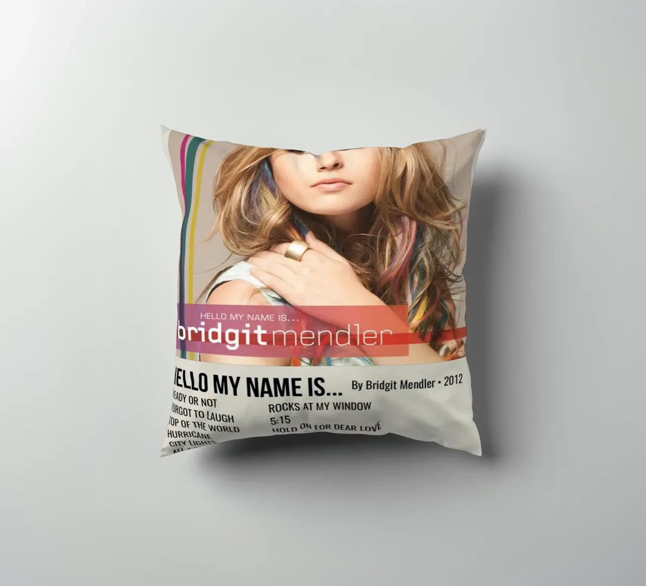 HELLO MY NAME IS... By Bridgit Mendler • 2012 decorative cushion by SoundStudio