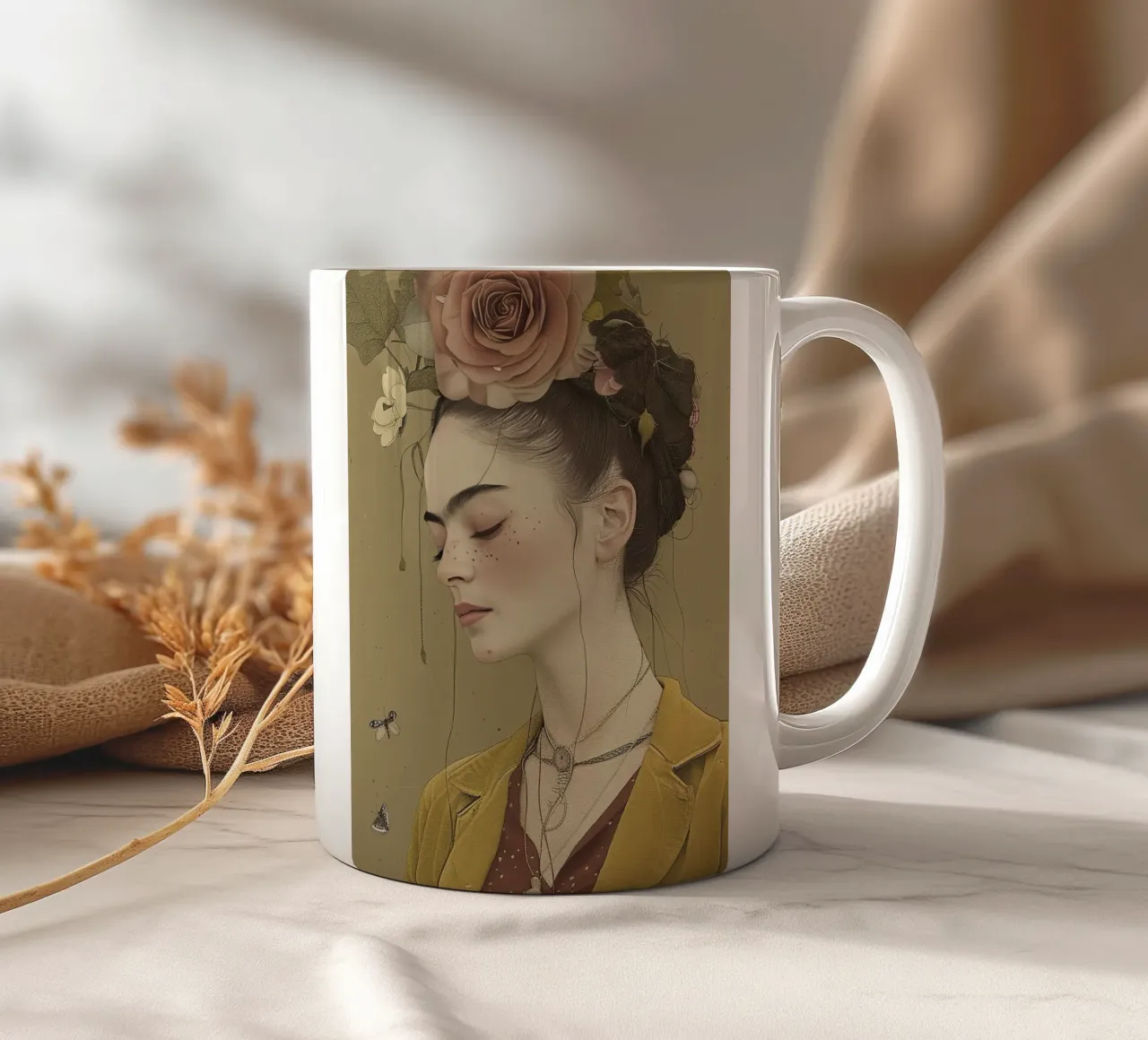 Frida rivisitata tazza in ceramica da Rustic Grace Studio 02