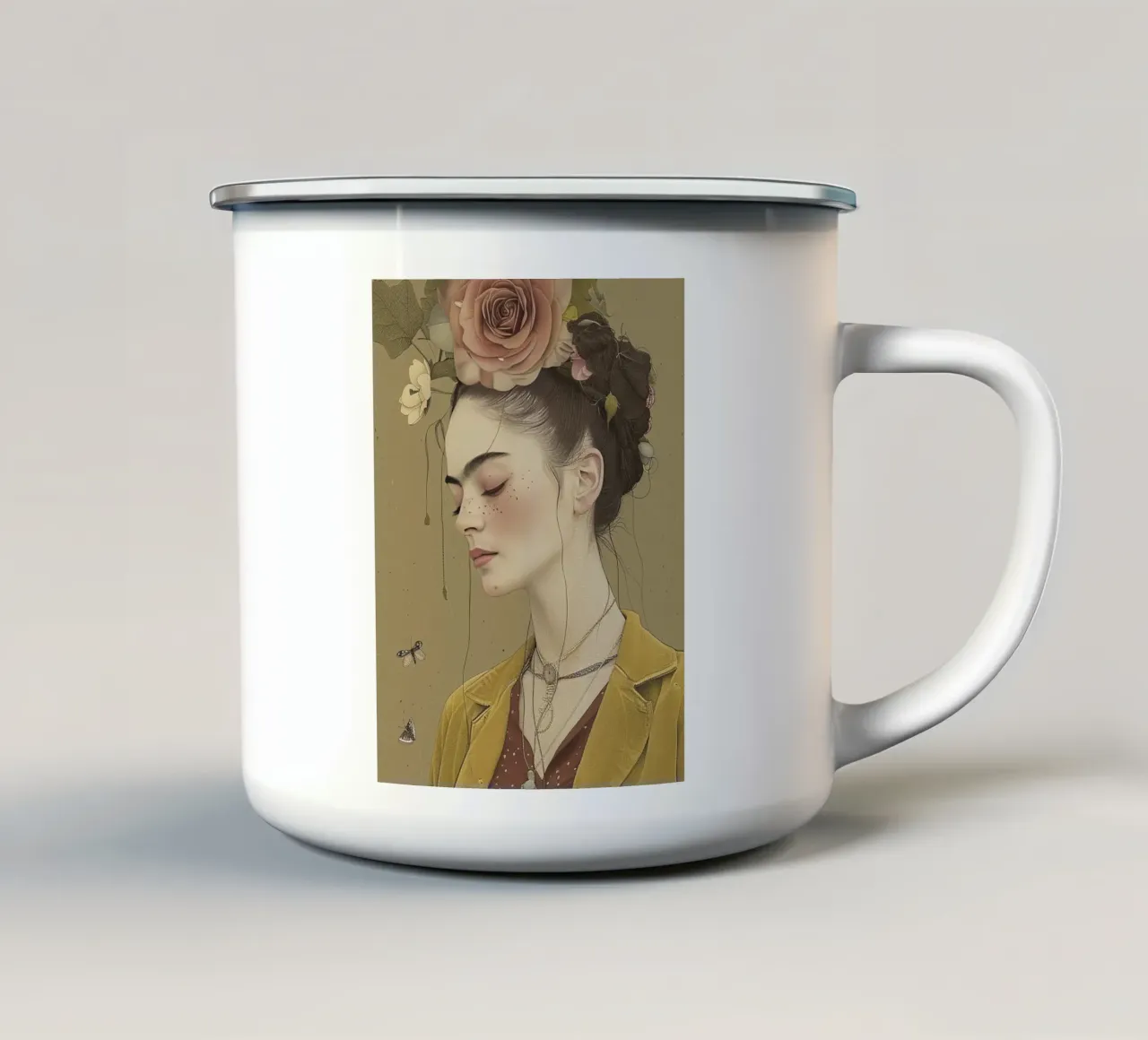 Frida rivisitata tazza in smalto da Rustic Grace Studio 02