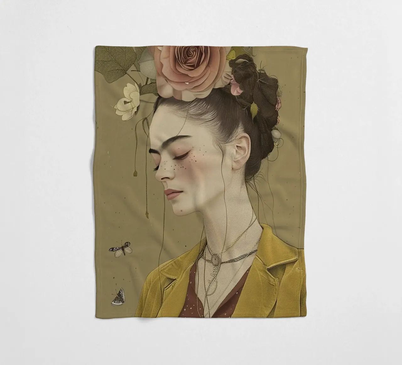 Frida neu interpretiert Fleecedecke von Rustic Grace Studio 02