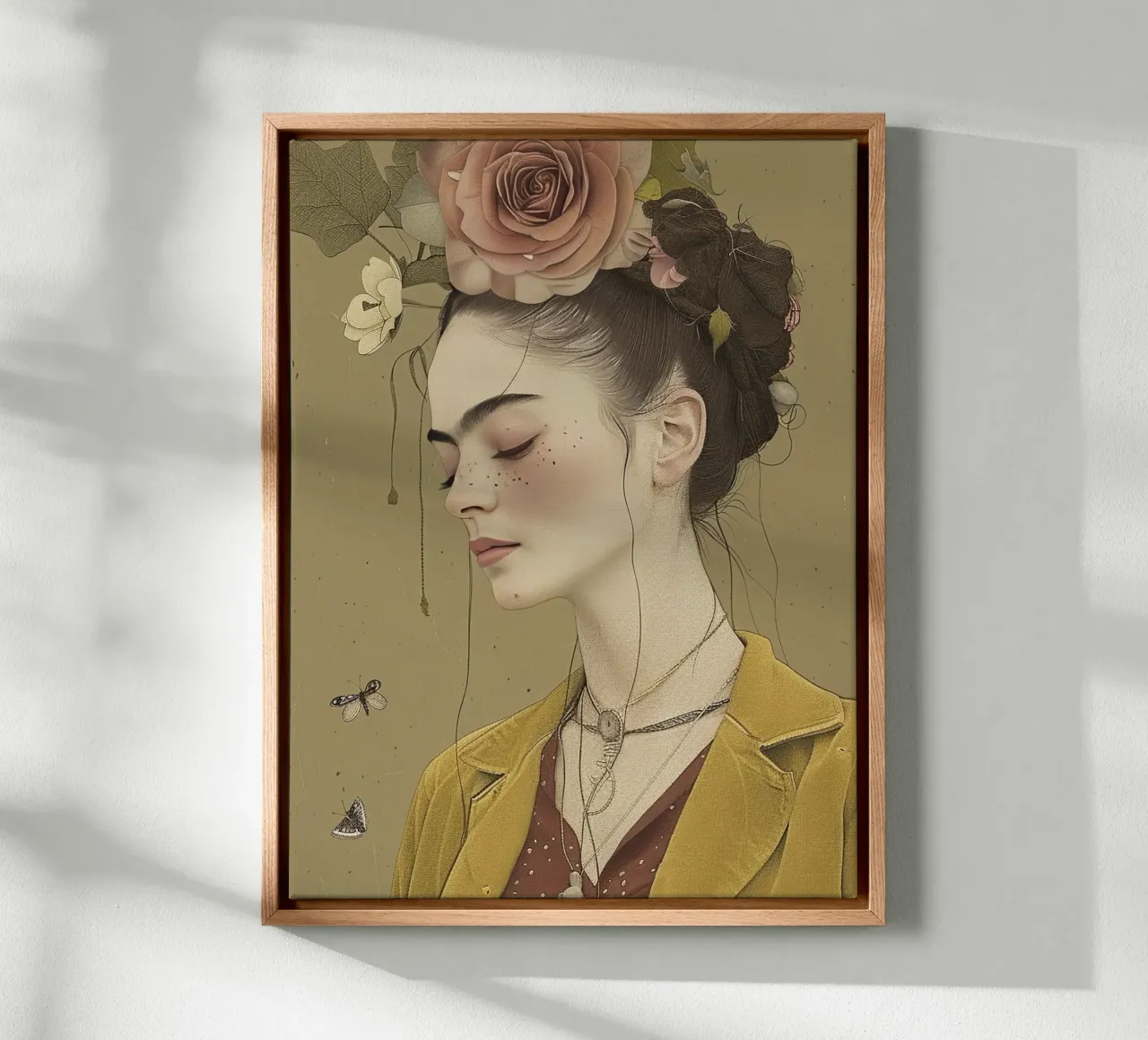 Frida neu interpretiert Leinwand mit Schattenfugenrahmen von Rustic Grace Studio 02
